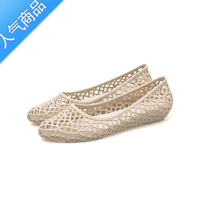 SUNTEK夏季新款女士塑料果冻凉鞋平底防滑妈妈鞋镂空洞洞护士包季E底鞋 镂空款-白色 女款女款36