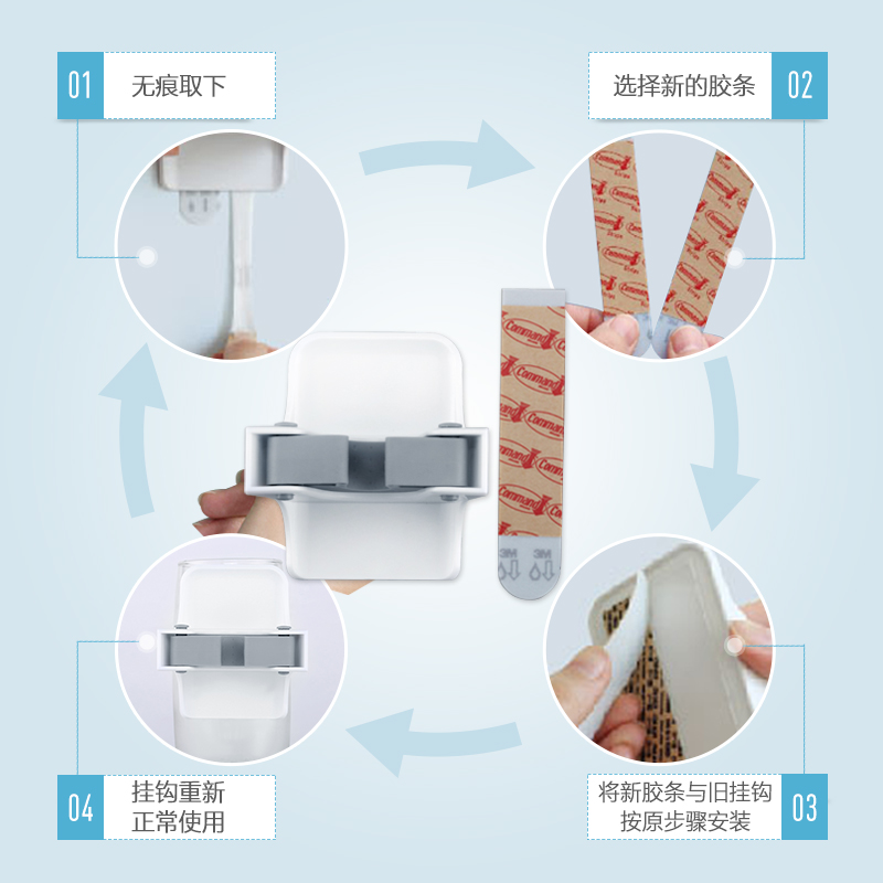 3M挂钩高曼无痕扫把夹拖把夹扛湿牢固省空间 1个装高清大图