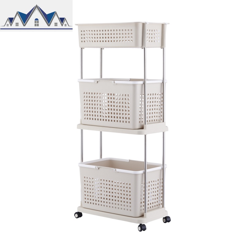 脏衣篮洗衣篮脏衣服收纳筐家用放衣服的篮子脏衣篓浴室装衣娄蓝框 三维工匠收纳篮 卡其色：3层/2大篮（9231）