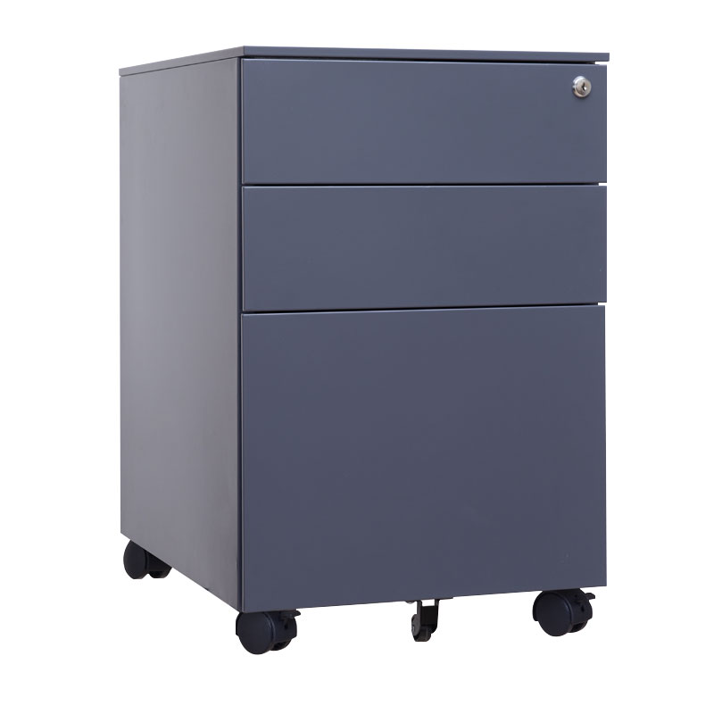 臻远 ZY-HDGB-04 钢制活动柜办公文件柜三抽储物矮柜 侧拉款深灰色