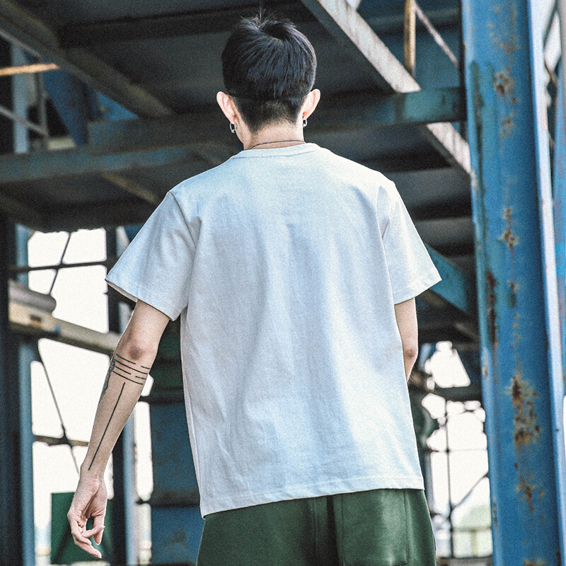 DJYG日系复古原宿卡通印花短袖T恤男潮夏季情侣宽松学生半袖上衣