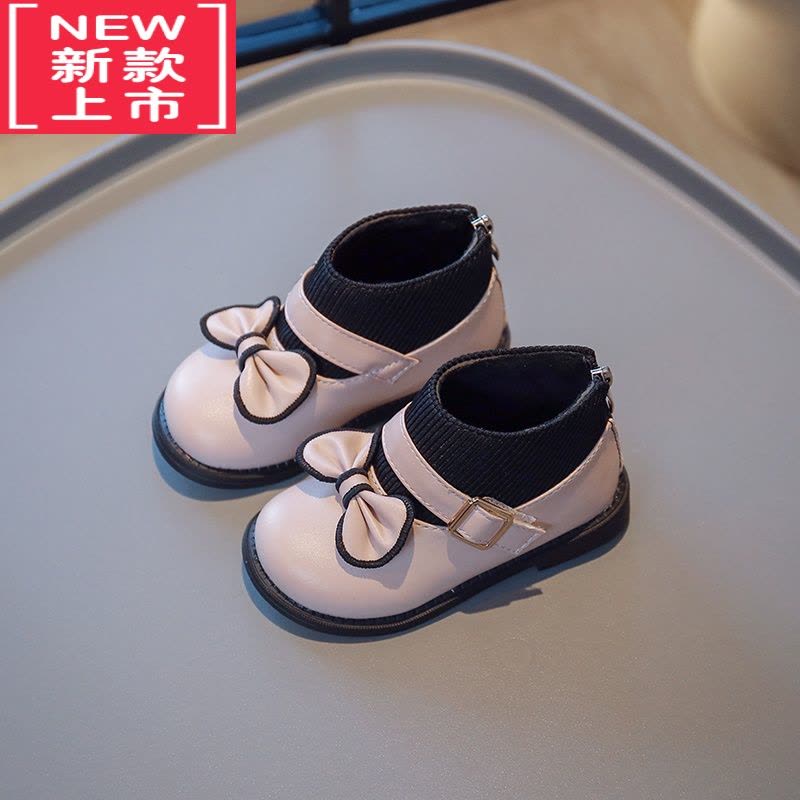 可莉允儿童靴子女2022年冬季新款加绒二棉靴子女童蝴蝶结平底公主短靴潮图片