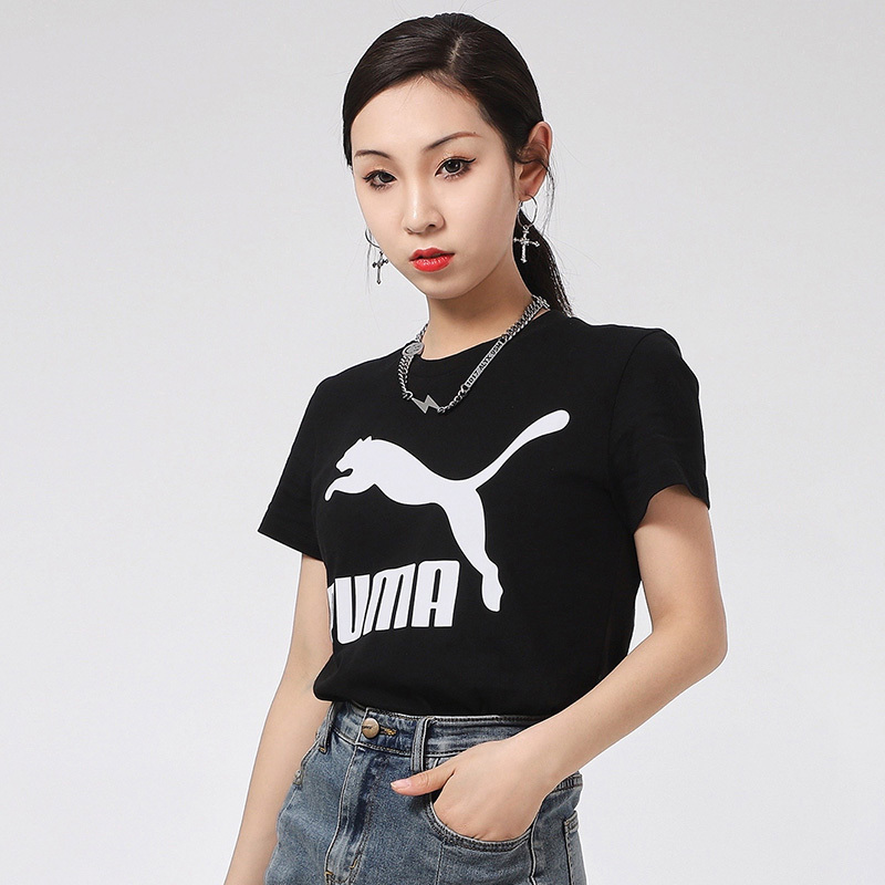 puma彪马新款女子休闲印花圆领短袖t恤classicslogotee53228101