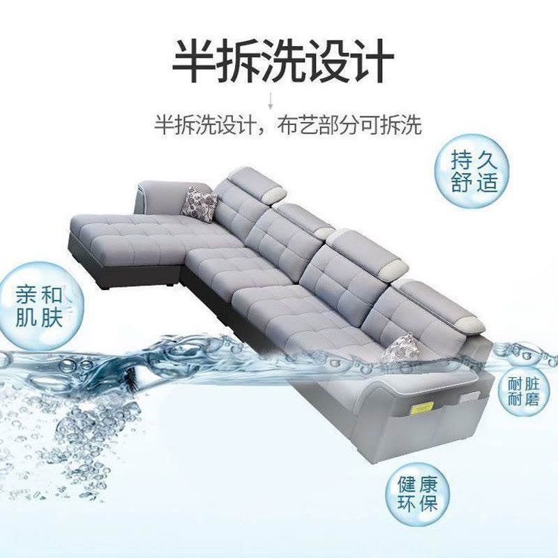布艺沙发简约现代小户型组合出租房北欧三人位科技布客厅整装沙发图片
