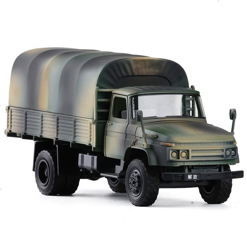 1/36 解放ca10型卡车 合金车模运输 声光回力玩具军事模型 迷彩绿 全