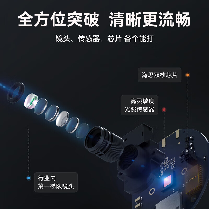 海雀AI摄像头 云台超清版2.5K 官方标配 (支持鸿蒙智联) 360°全景 超微光全彩 AI人形/哭声/异响侦测