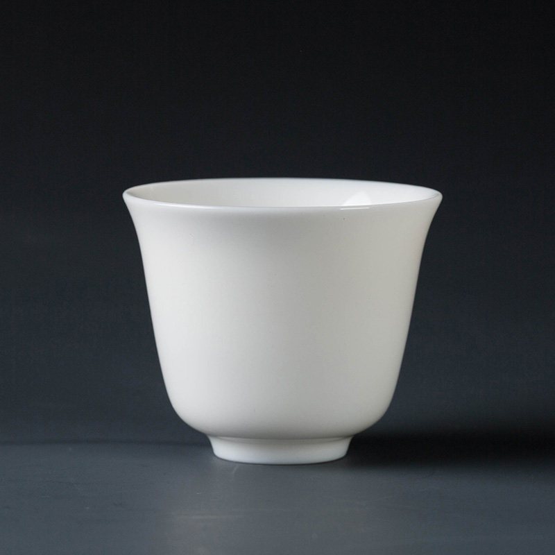 羊脂玉瓷菩提杯45ml德化功夫茶杯品茗杯纯白瓷茶盏主人杯单杯家用陶瓷