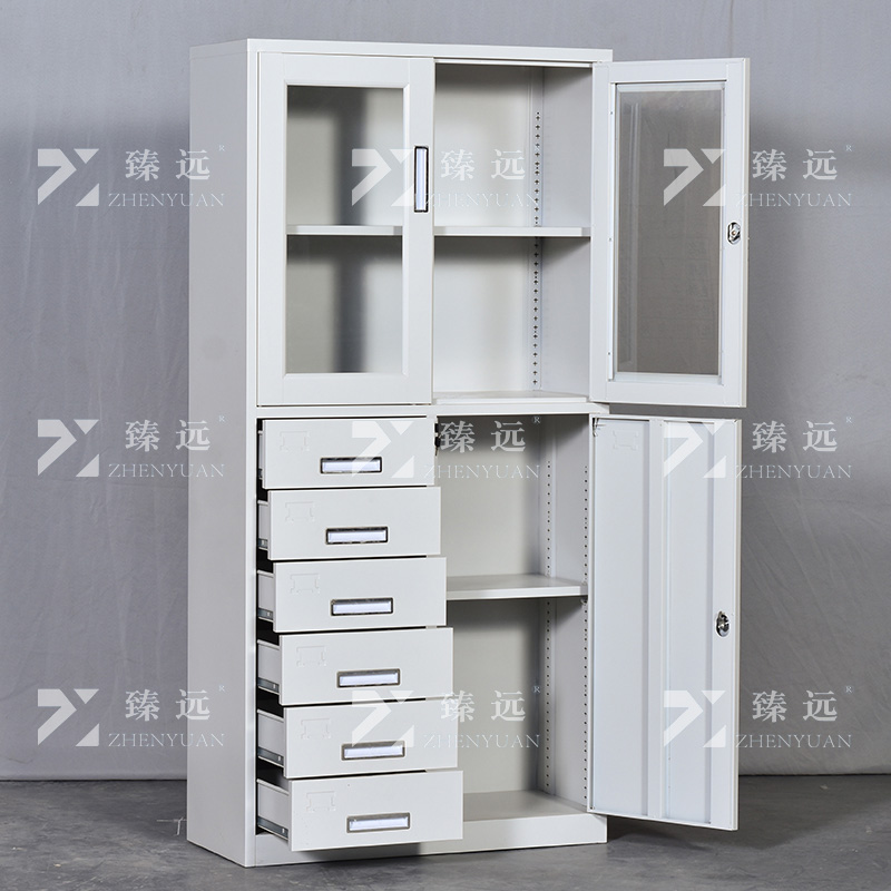 臻远ZY5011009钢制矮柜抽屉柜多抽资料柜储物收纳柜 偏六斗器械柜高清大图
