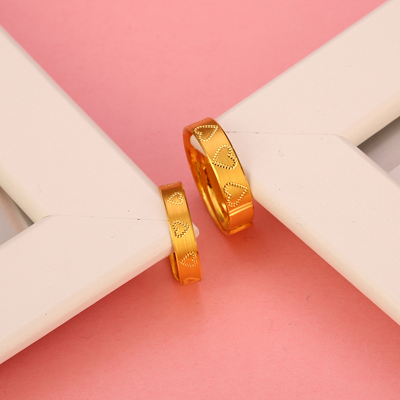金一足金999一心一意精品情侣开口对戒黄金戒指结婚送女友戒指浪漫礼物(计价) ABA006-ABA006-1