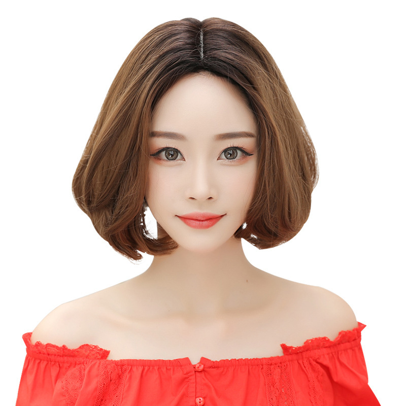 新款假发女bobo短发韩国时尚潮流中分无刘海假发支持巧克力色33cm