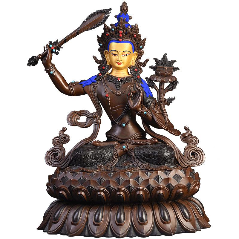家柏饰(CORATED)文殊普萨佛像 铜文殊菩萨摆件藏传佛教密宗画脸开脸高清大图
