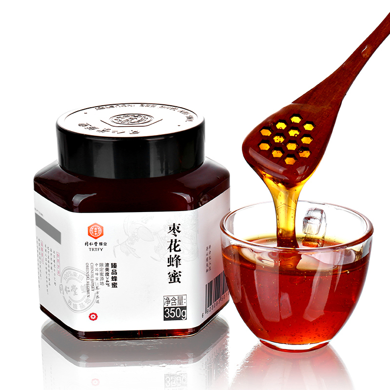 北京同仁堂蜂业枣花蜂蜜350g/瓶 天然农家自产土百花蜂蜜 枣花蜜天然滋补蜂蜜 波美度 ≥43° 瓶装液态蜜