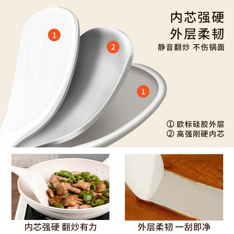 硅胶锅铲不粘锅专用炒菜铲子家用汤漏勺炒勺套装食品级耐高温厨具8138高清大图