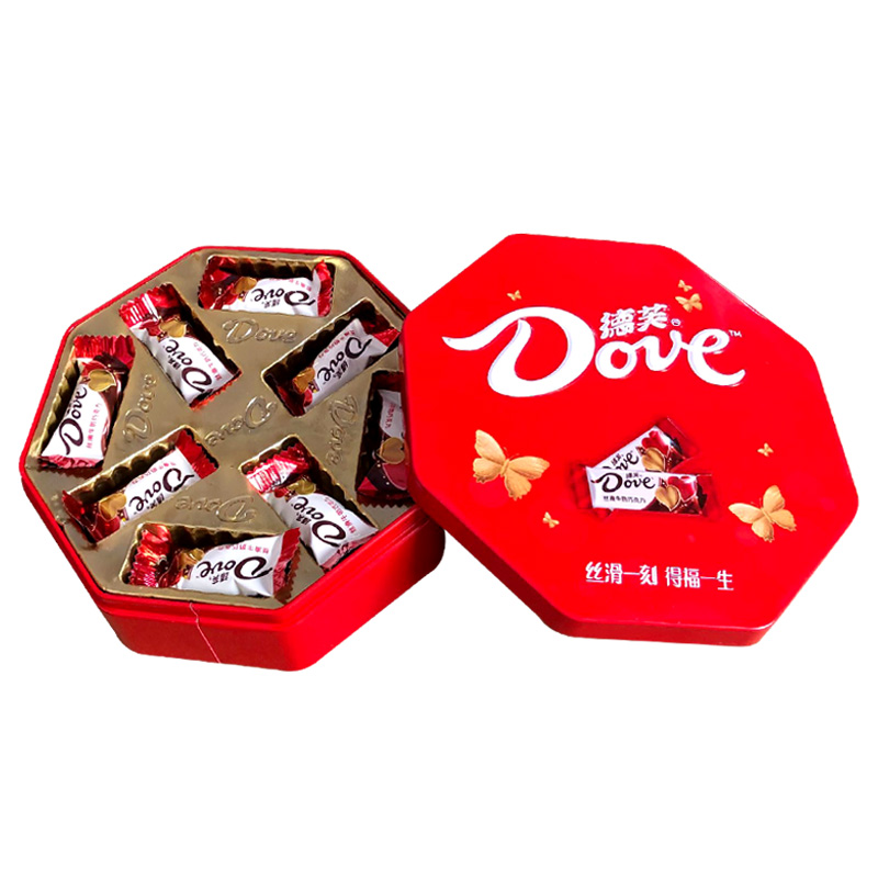 德芙Dove喜糖新款铁盒装德芙丝滑牛奶巧克力6粒10粒16粒婚庆结婚不含礼袋可另外购买 红色铁盒16粒 4.5g