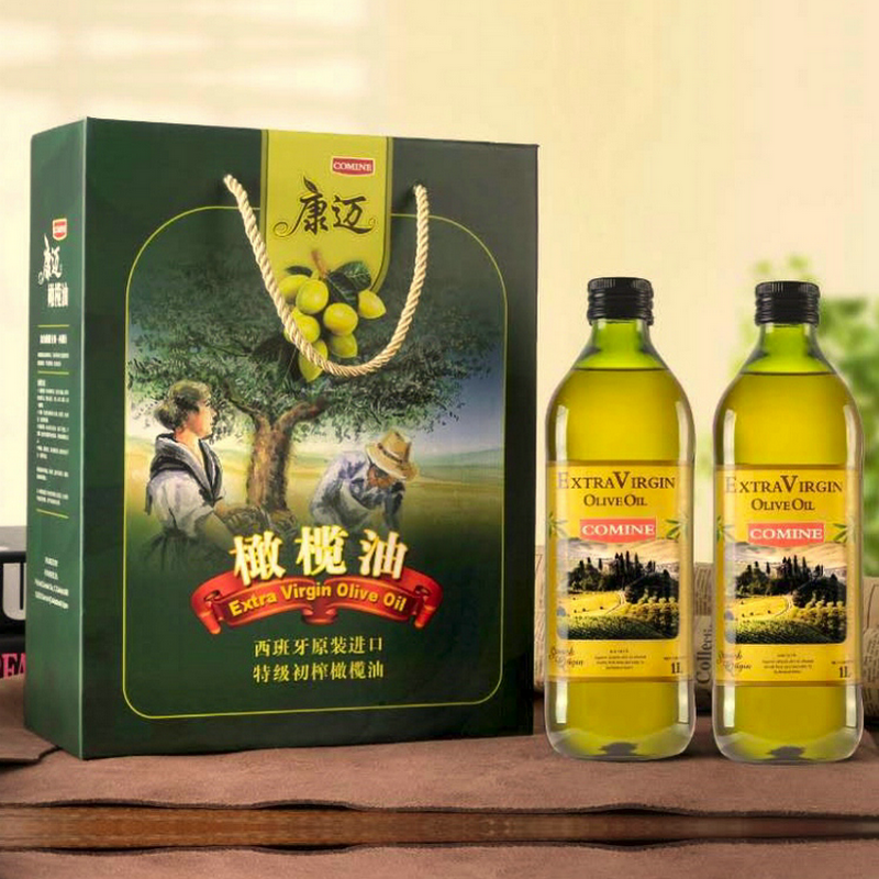 康迈(COMINE) 西班牙原装原瓶进口 康迈特级初榨橄榄油礼盒装 1000ml*2