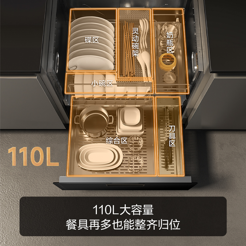 方太(FOTILE)J75 消毒柜家用嵌入式家用厨房 二星级容量长效保洁 双重杀菌烘干碗碟方太消毒碗柜 110L高清大图