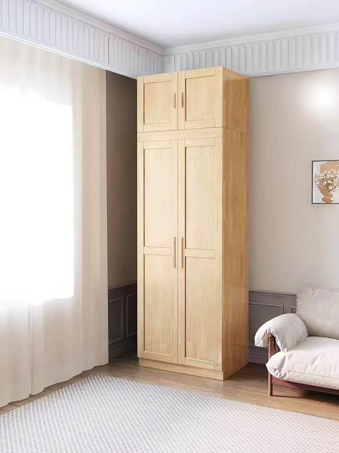 杭舍沐光实木衣柜加顶800*562*2450mm479#/张高清大图