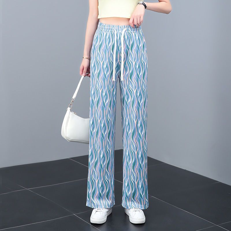 真维斯波浪阔腿裤女夏季薄款显瘦长裤子高腰宽松休闲裤百搭直筒裤