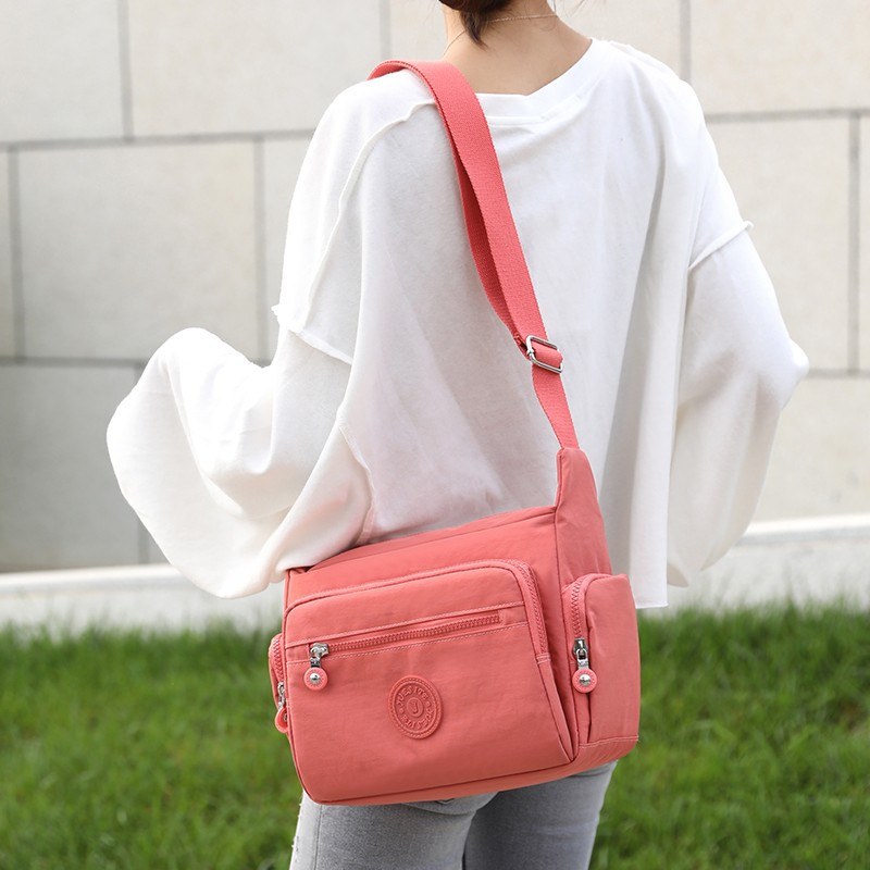 福源女包单肩斜挎尼龙牛津包时尚休闲帆布包女大容量多隔层多兜女士