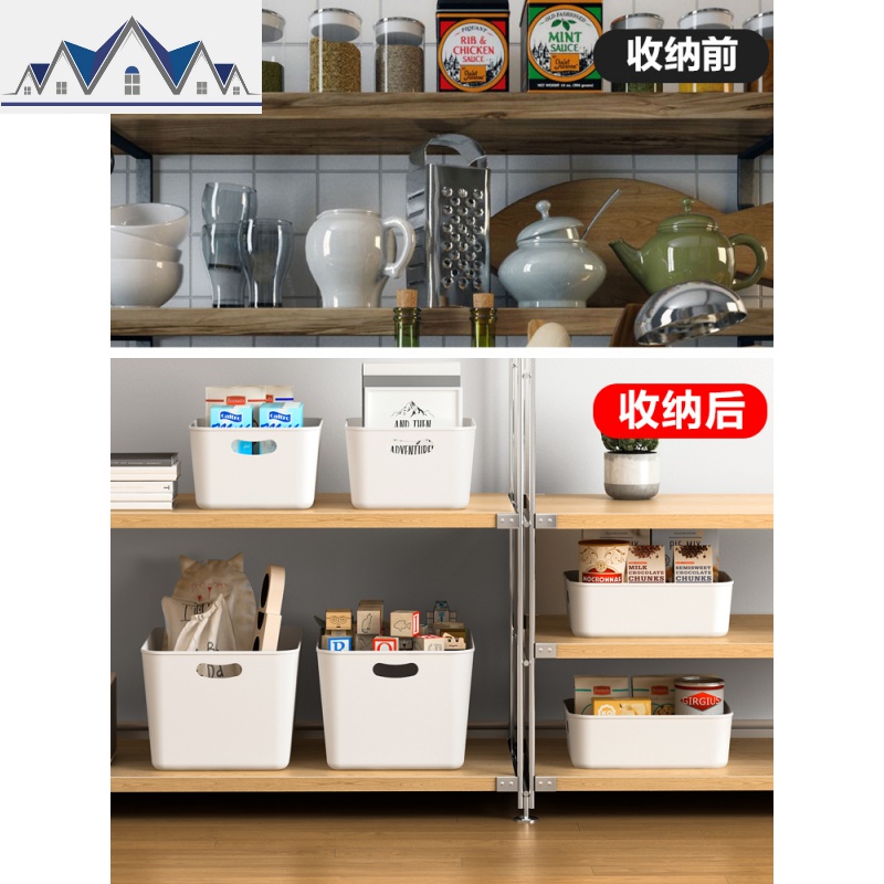 厨房收纳盒多功能简约化妆品客厅宿舍整理盒收纳筐塑料杂物储物盒 三维工匠高清大图
