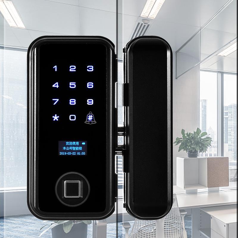办公室玻璃刷卡锁闪电客双免开孔智能电子密码锁半导体指纹锁禁机