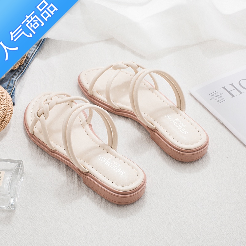 SUNTEK仙女风温柔百搭不累脚罗马平底鞋2023夏季软底舒适孕妇凉鞋拖高清大图