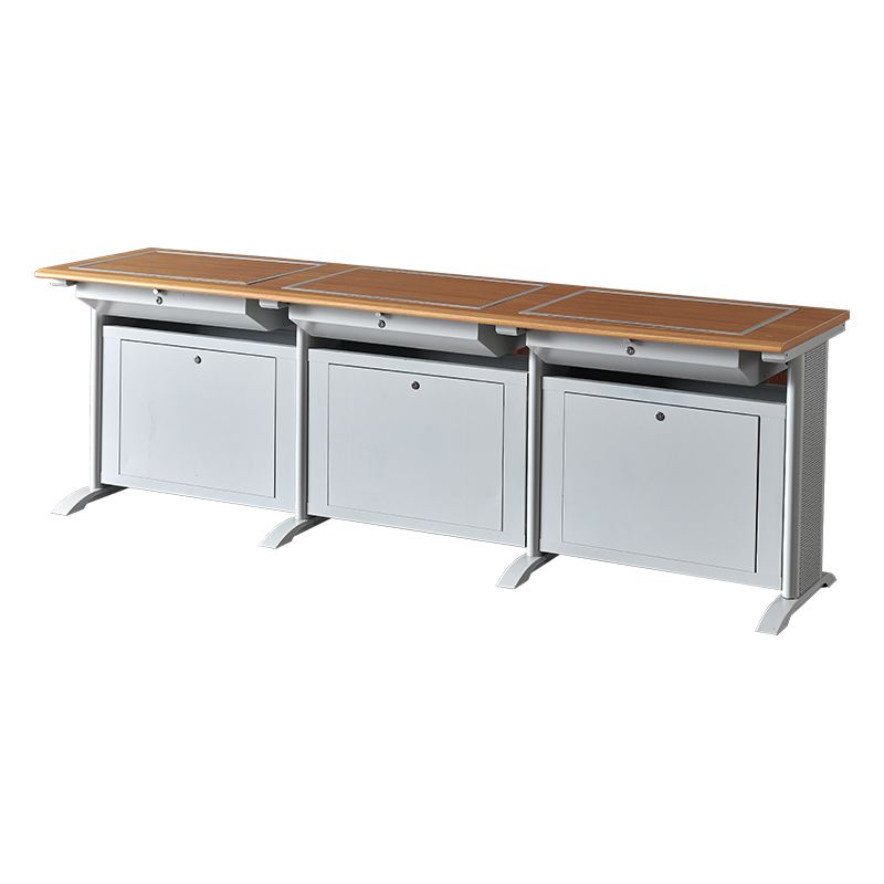 臻远ZY4012409隐藏式翻转电脑桌培训桌教室机房多媒体学习桌办公桌A款三人位