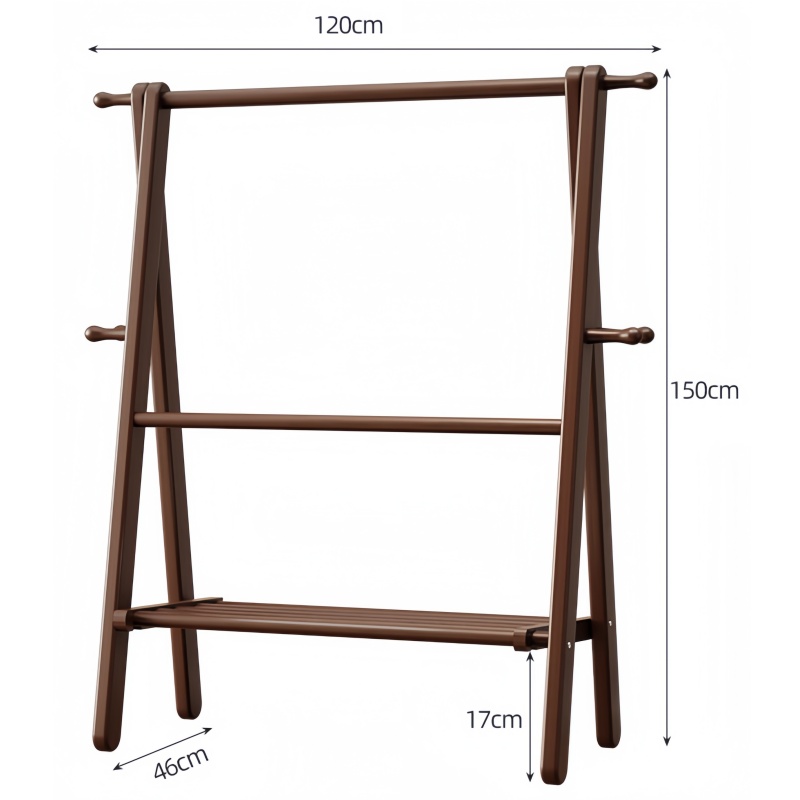 晨磊实木衣帽架120*46*150cm/个高清大图