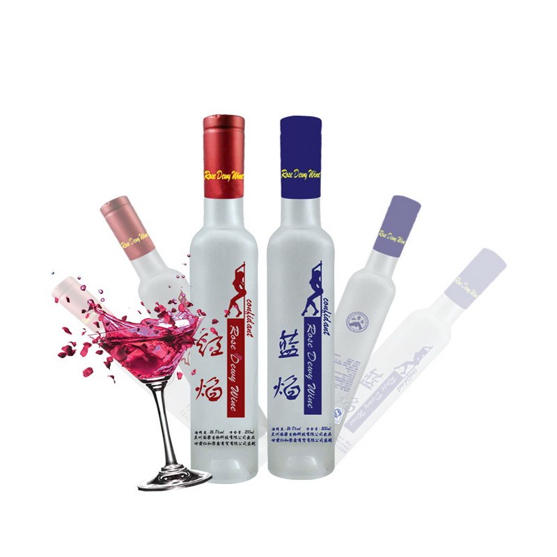 源自玫瑰之乡的特色时尚饮品红蓝焰玫瑰露酒268度200ml12瓶男女士酒