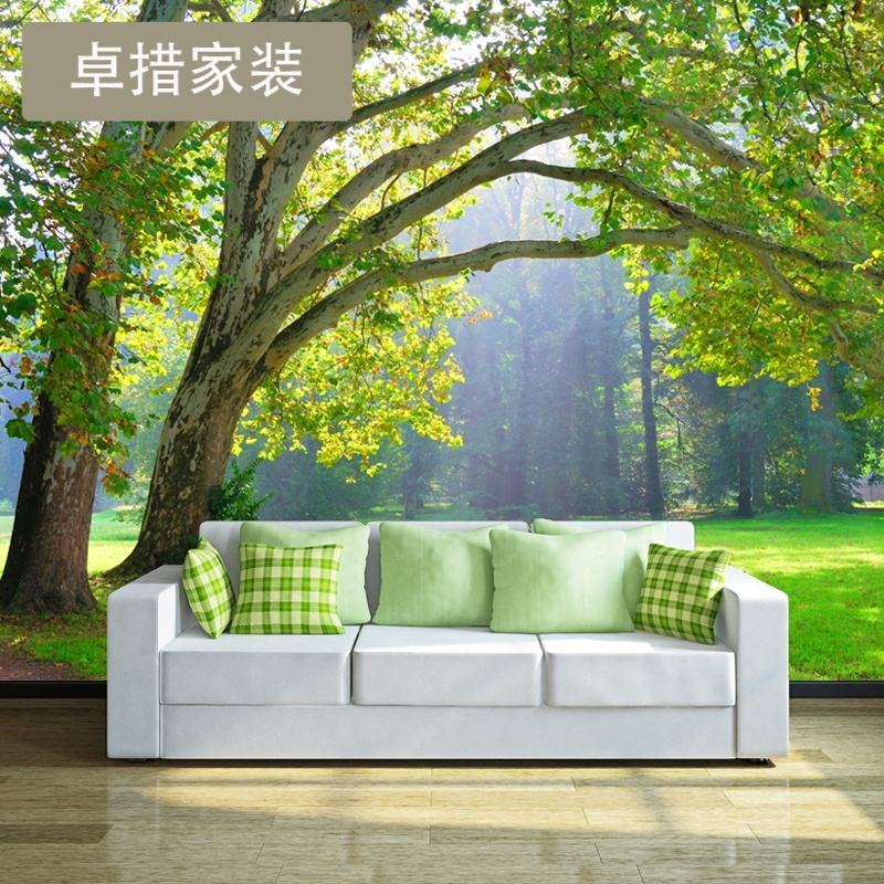 定制 简约田园风景定制壁画大树 3d立体客厅电视沙背景墙纸壁纸壹德壹