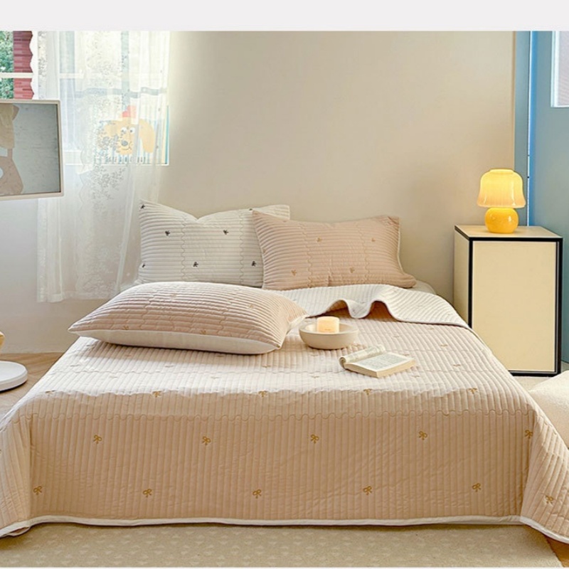 铭思沃床盖200cm*230cm条 卡其高清大图