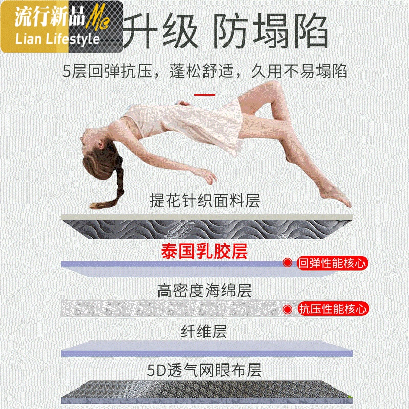 乳胶床垫软垫经济型1.8m加厚硬租房专用1.35米海绵学生宿舍 三维工匠高清大图