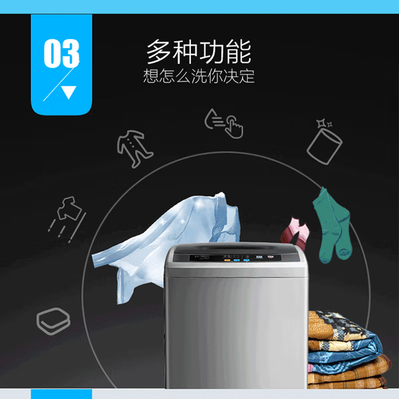 美的(Midea)波轮洗衣机全自动小型 迷你家用6.5公斤 MB65-1000H