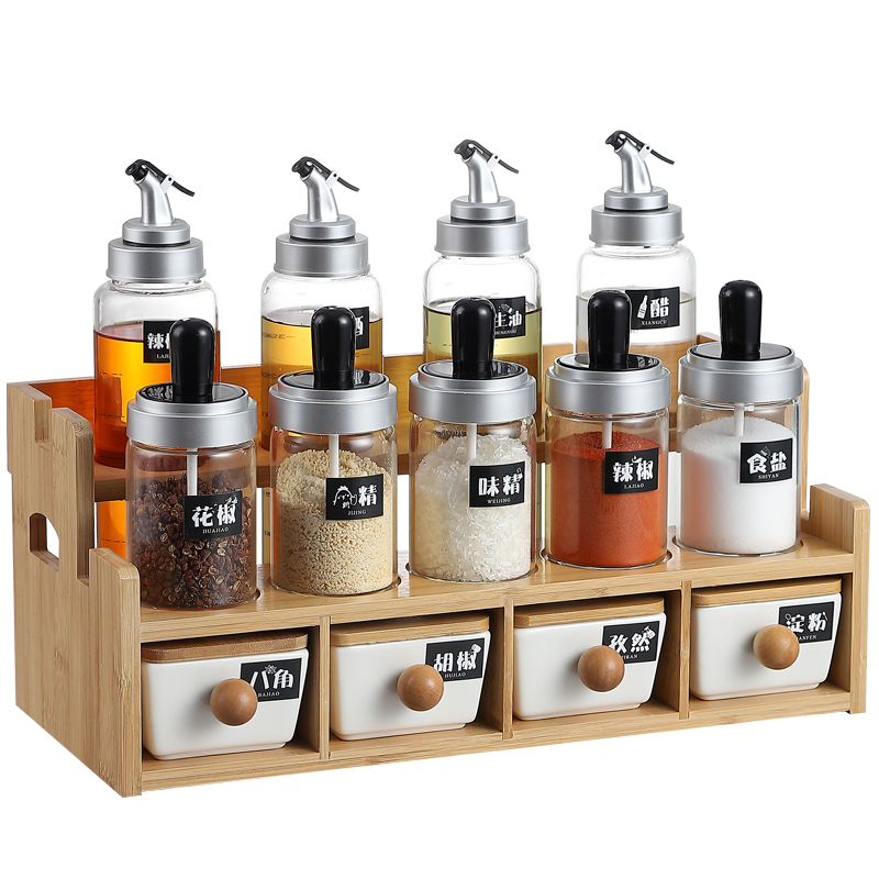 密封防潮调料盒套装家用烘焙精灵酱油瓶厨房玻璃大全盐糖油壶调味罐