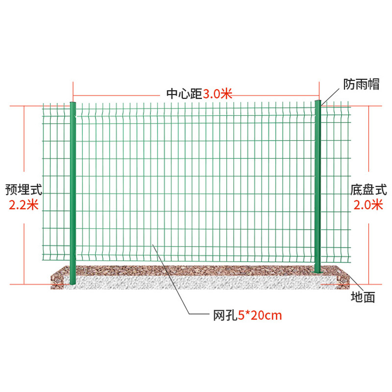 洛港 高速公路护栏网桃形柱铁丝网小区围栏别墅庭院围墙护栏操场隔离网