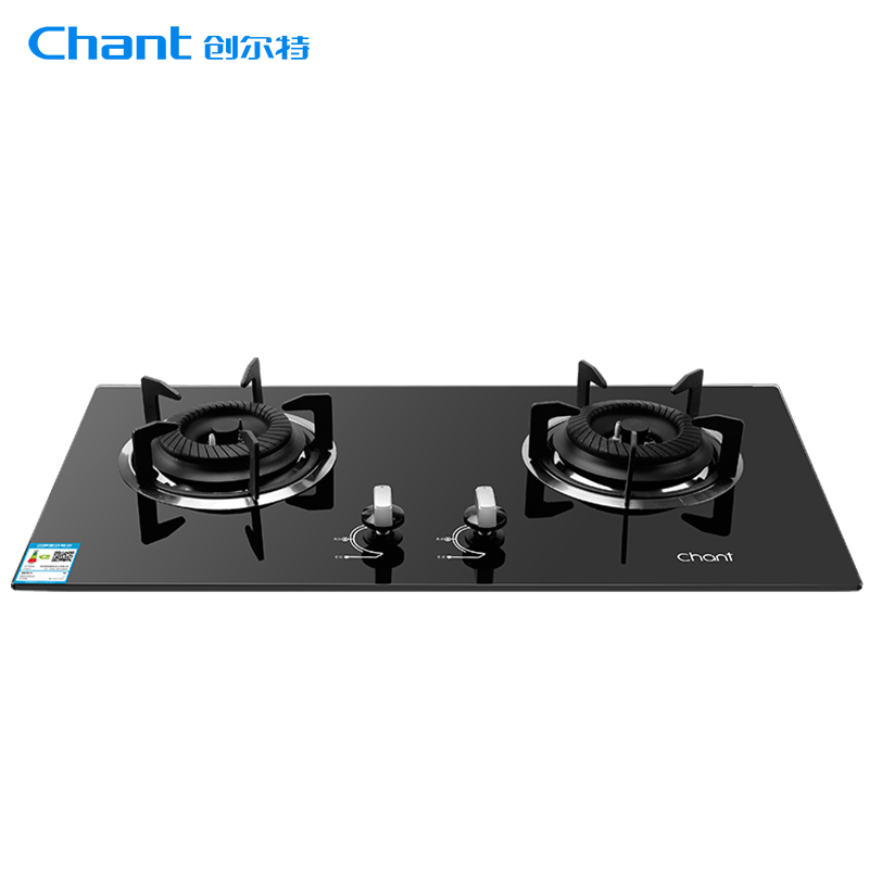创尔特(chant)燃气灶天然气双眼灶台式嵌入式台嵌两用双灶灶具钢化玻璃面板高能猛火(天然气)