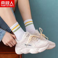 袜子女士夏薄款中筒袜可爱日系条纹女生夏天白色运动长筒袜
