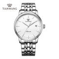 天王表机械表 男表官方正品钢带商务休闲男士手表小表盘男表5934 白色机械男表