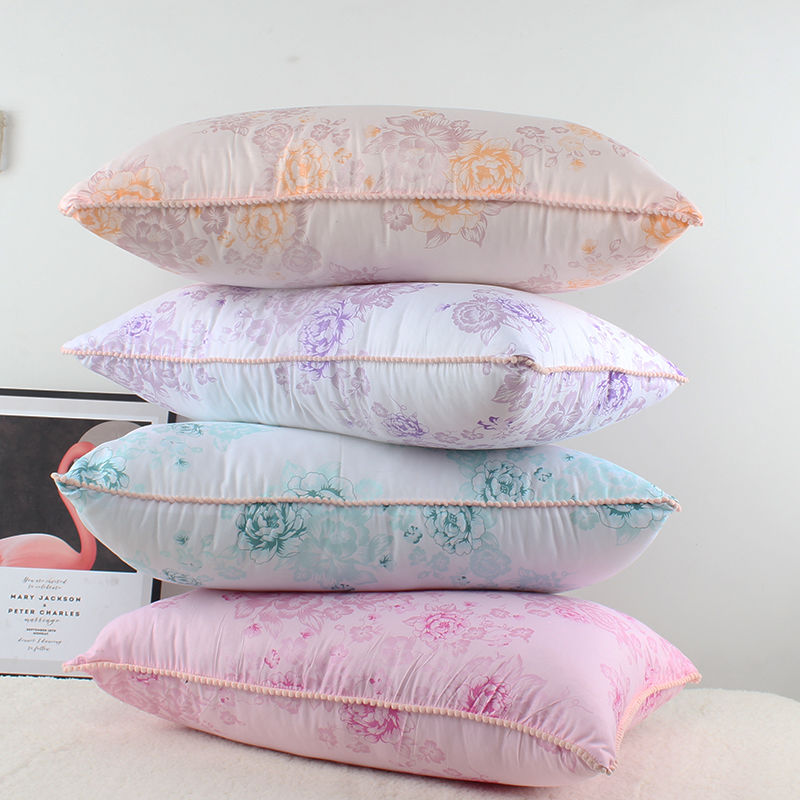 国民老式花边枕头芯一对方格双人枕成人颈椎枕枕芯枕头可爱少女心