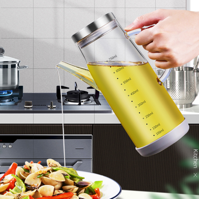 SATON ROYCE高硼硅玻璃油壶304不锈钢盖油瓶防漏耐热油瓶650ml