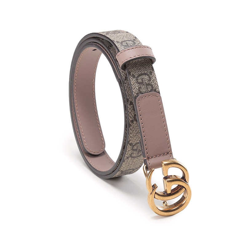 古驰gucci女士帆布皮革双g带扣不可裁剪窄版皮带腰带40941792tlc