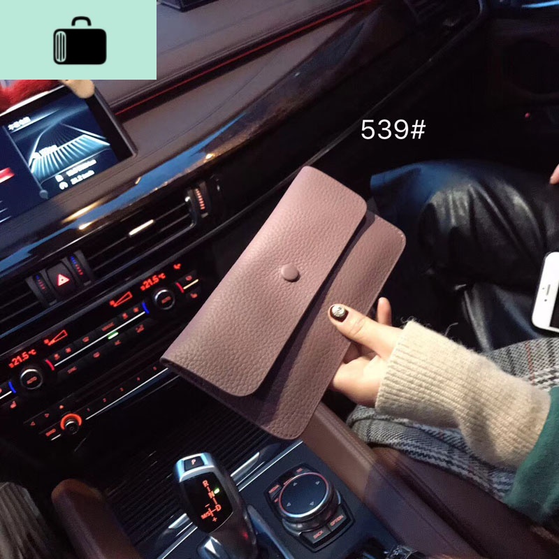 长款皮钱包女2020新款横款钱夹色牛皮时尚清新搭扣荔枝纹皮夹NEW LAKE 香芋紫