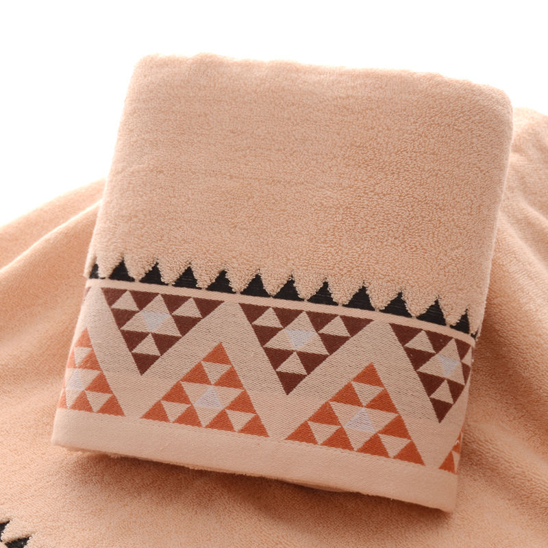 男女儿童毛巾纯棉浴巾成人加大情侣沐浴巾柔软吸水|几何咖啡色 毛巾2
