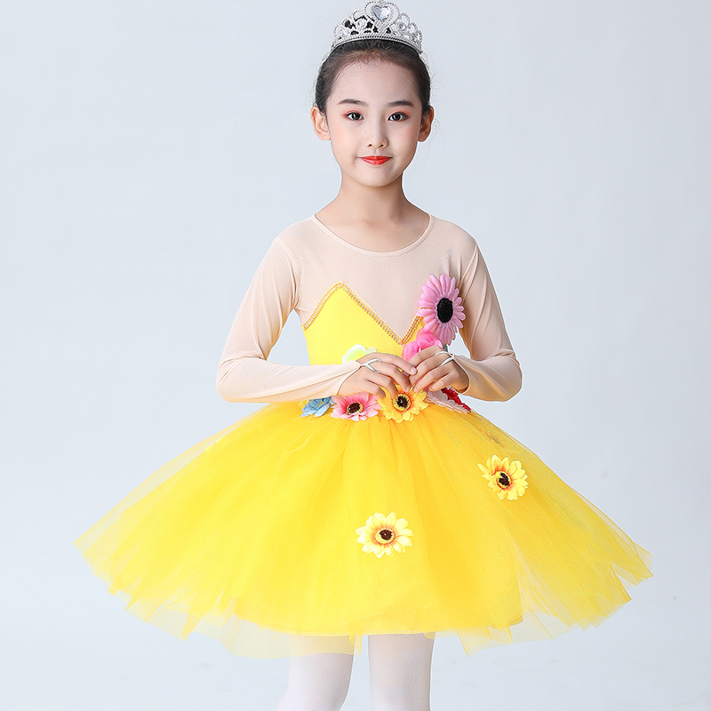 yuebin小荷风采花儿你好舞蹈服儿童演出服女蓬蓬纱裙演出服小学生合唱