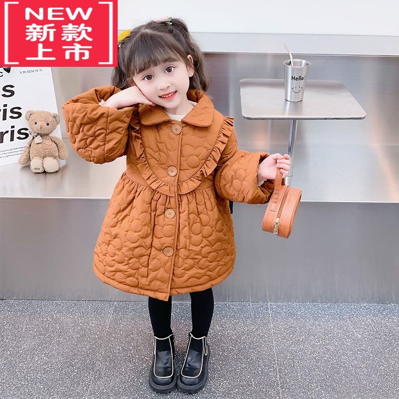 可莉允女童棉服冬装2022新款韩版洋气中长款儿童加厚棉衣宝宝小女孩外套图片