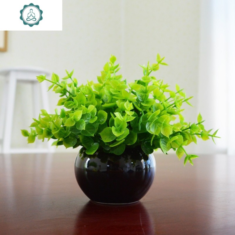 仿真植物小盆栽景室内家居客厅装饰假绿植塑料假花米兰茶几摆设件 封后 米兰1号+黑瓷盆