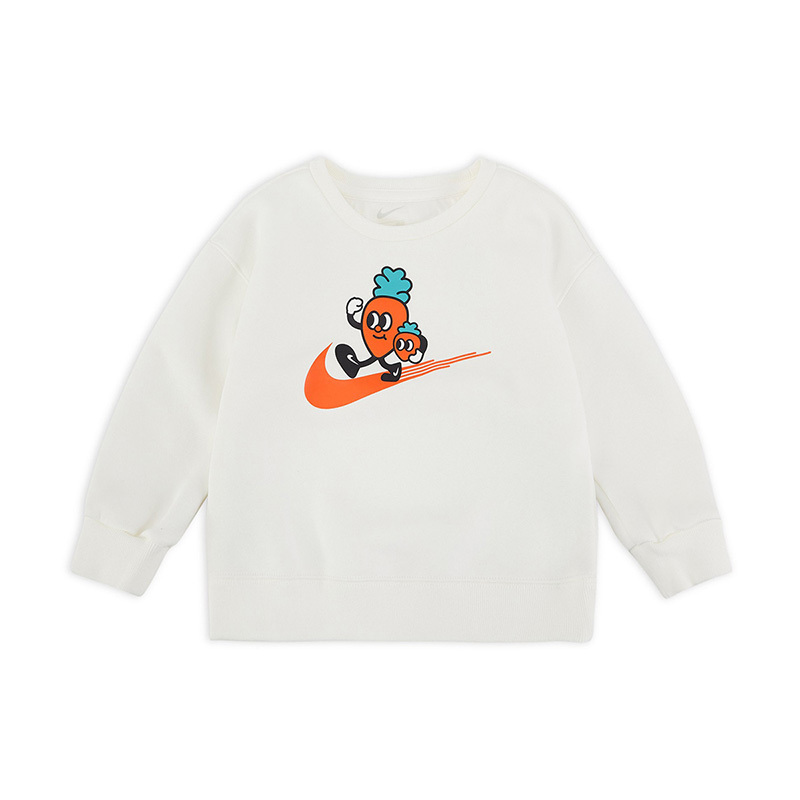 nike童装图案印花圆领套头卫衣女童白色fn7117133