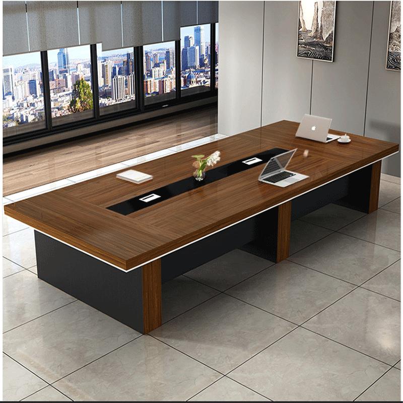 三能简约现代木纹色会议桌其它办公用会议桌简单大气板式会议桌视频