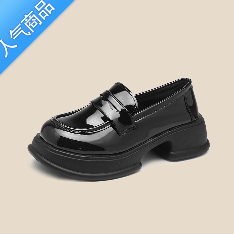 SUNTEK小皮鞋女2023春季新款英伦风jk粗跟厚底乐福鞋女学院休闲百搭单鞋高清大图