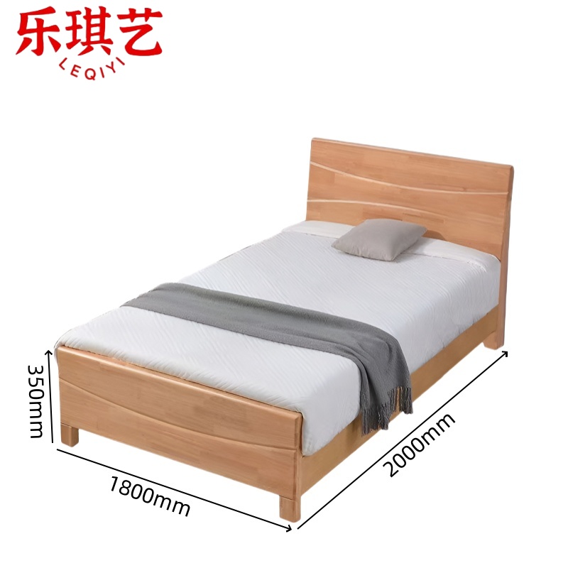 乐琪艺 实木单人床 200*180*35cm(含10cm床垫)套高清大图